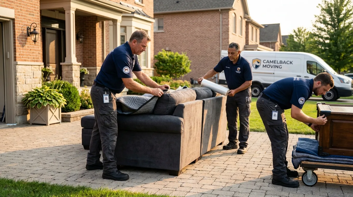 Large estate moving crew wrapping furniture in Hebron, IL
