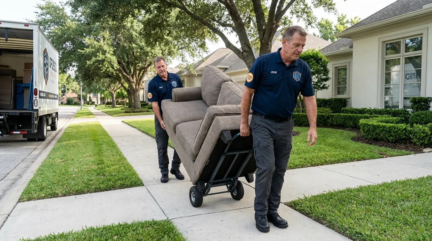 Local residential moving crew loading furniture in Hebron, IL